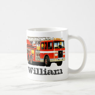 Mug Le camion de pompiers nommé fait sur commande de