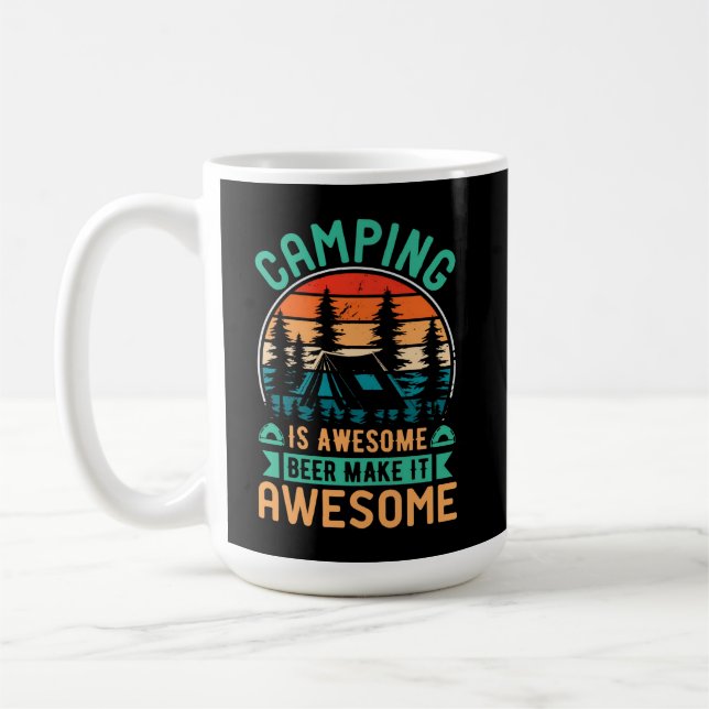 Mug Le camping est génial, la bière le rend encore plu (Gauche)