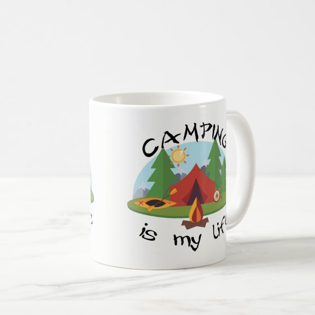 Mug Le camping est ma tente et forêt de la vie (Devant droit)