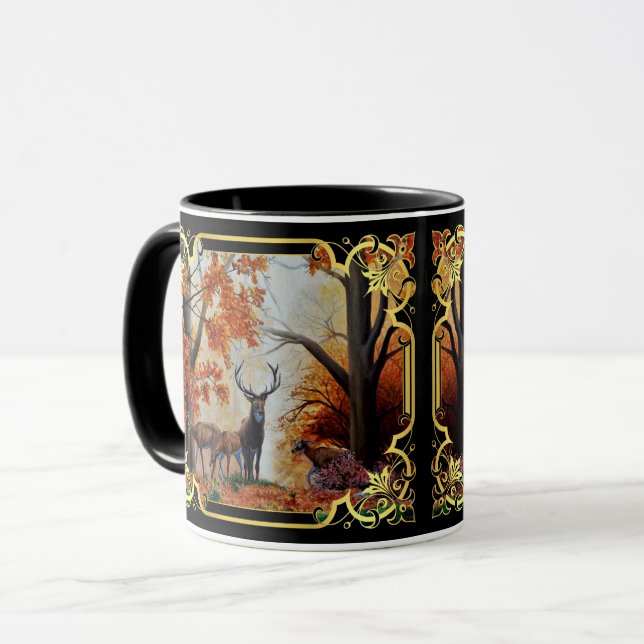 Mug Le cerf de Virginie et la forêt d'automne (Devant gauche)