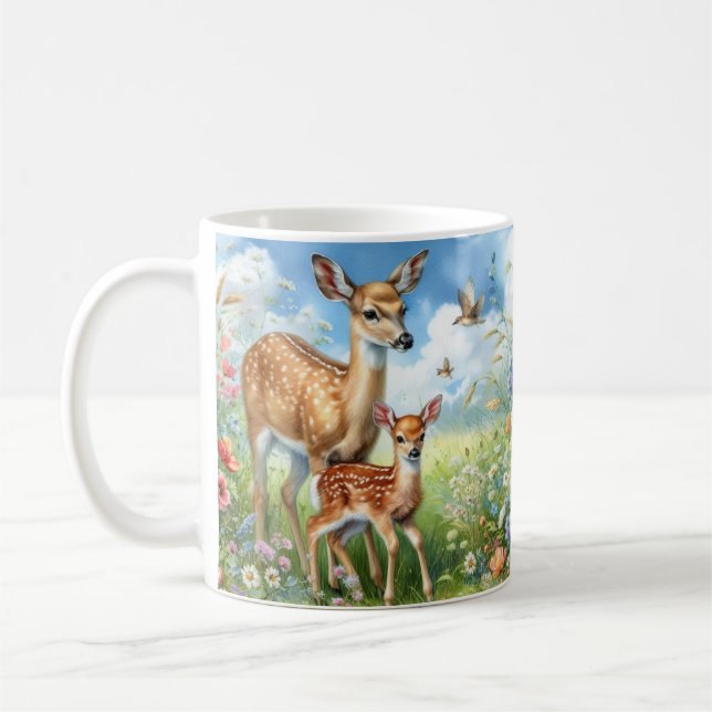 Mug Le cerf en jachère se tient debout dans la boue Fl (Gauche)