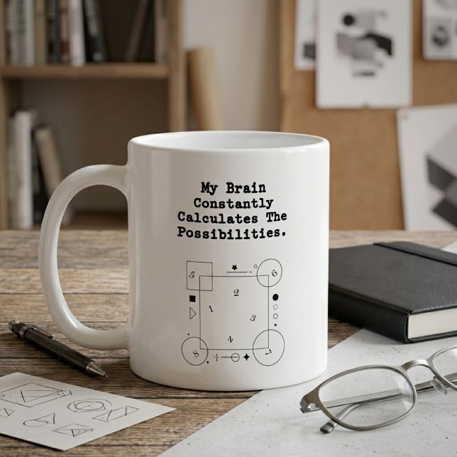 Mug Le cerveau calcule les possibilités | Penseur math (Créateur téléchargé)