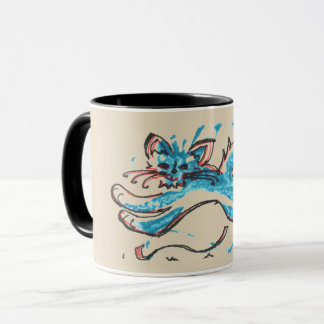 Mug le chat aquatique saute sur le arrière - plan