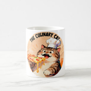 Mug Le Chat Culinaire avec le Chat Chef Pizza Tenant u