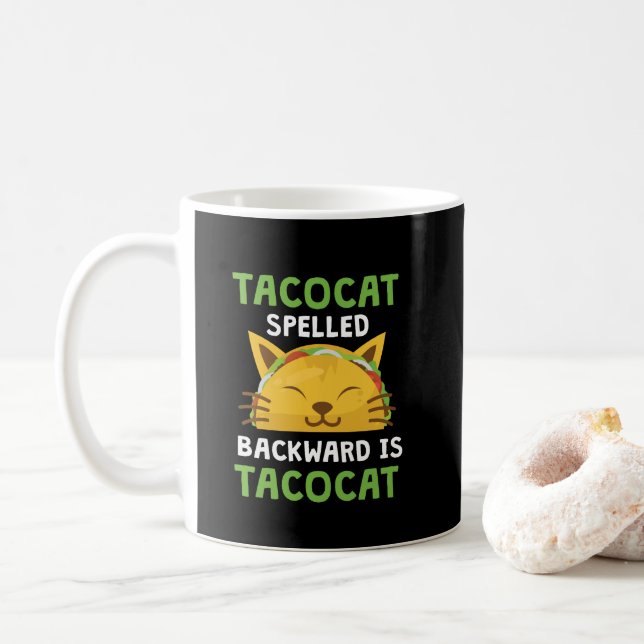 Mug Le chat de taco écrit vers l'arrière est citation (Avec donut)