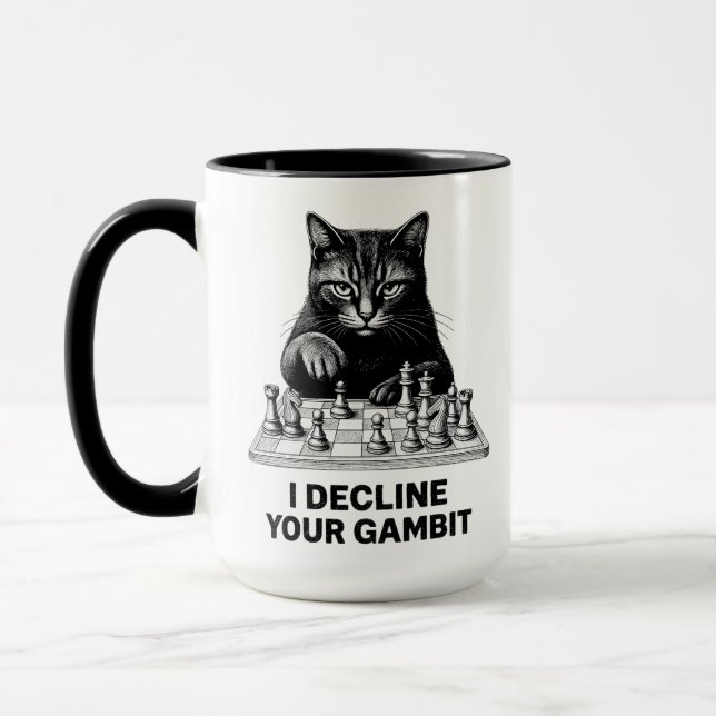 Mug Le chat d'échecs décline votre gambit (Gauche)