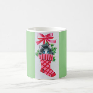 Mug Le chaton de Noël vintage le plus doux dans un bas