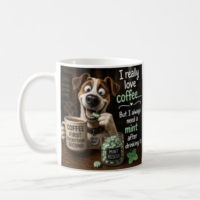 Mug Le Chien dit la vérité sur la consommation de Café (Gauche)