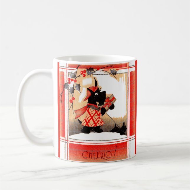 Mug Le chien écossais de Noël des années 1930 dit "Che (Gauche)