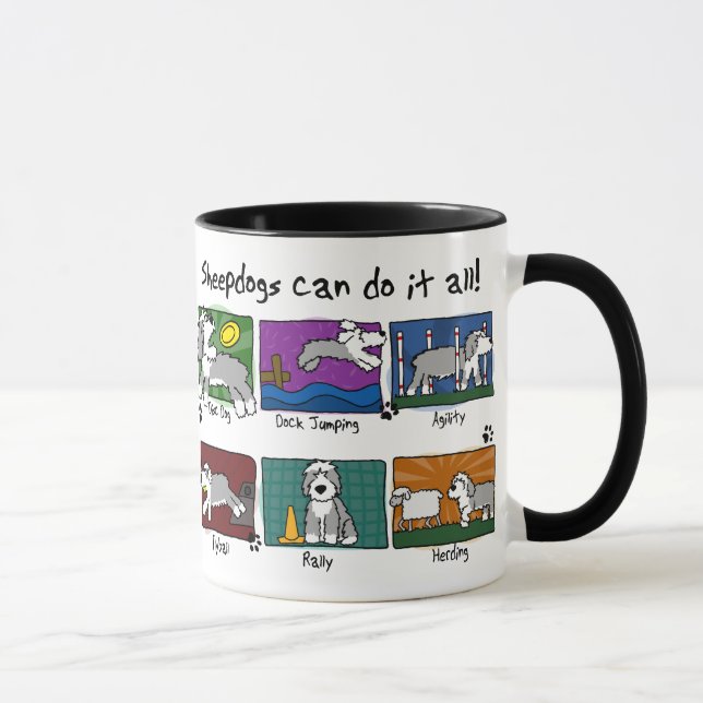 Mug Le chien folâtre le vieux chien de berger anglais (Droite)