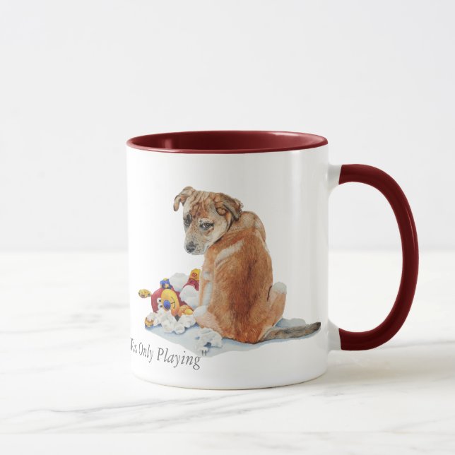 Mug Le chiot mignon a mélangé la race à l'art de (Droite)