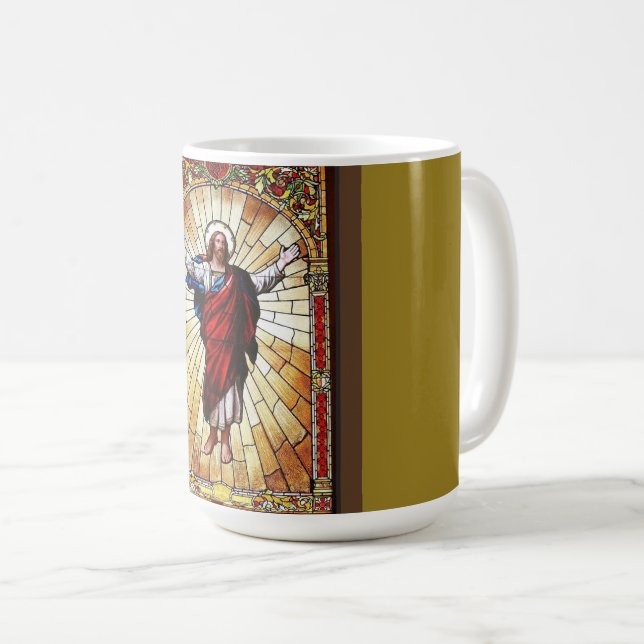 Mug Le Christ Sauveur sur le verre tendu (Devant droit)