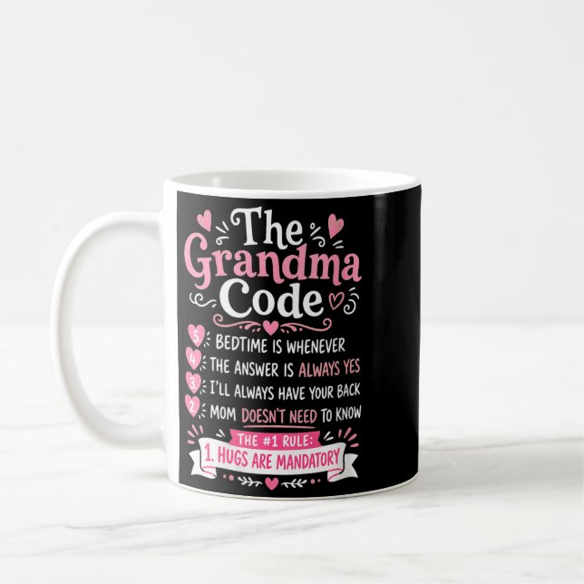 Mug Le Code de Mamie Drôle Règles de Grand-mère pour F (Gauche)