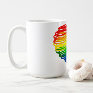Mug Le cœur arc-en-ciel de SlipperyJoe griffonné tourb