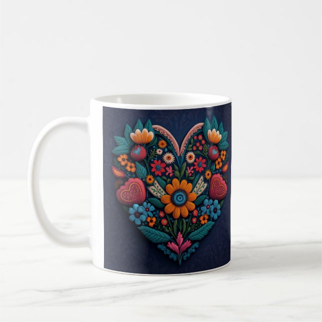 Mug Le coeur de fleurs à l'ukrainienne (Gauche)