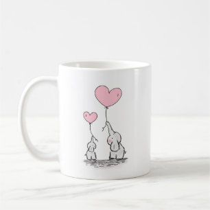 Mug Le coeur d'éléphant et de maman de bébé du jou