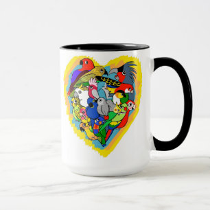 Mug Le coeur I parrots la bande dessinée mignonne