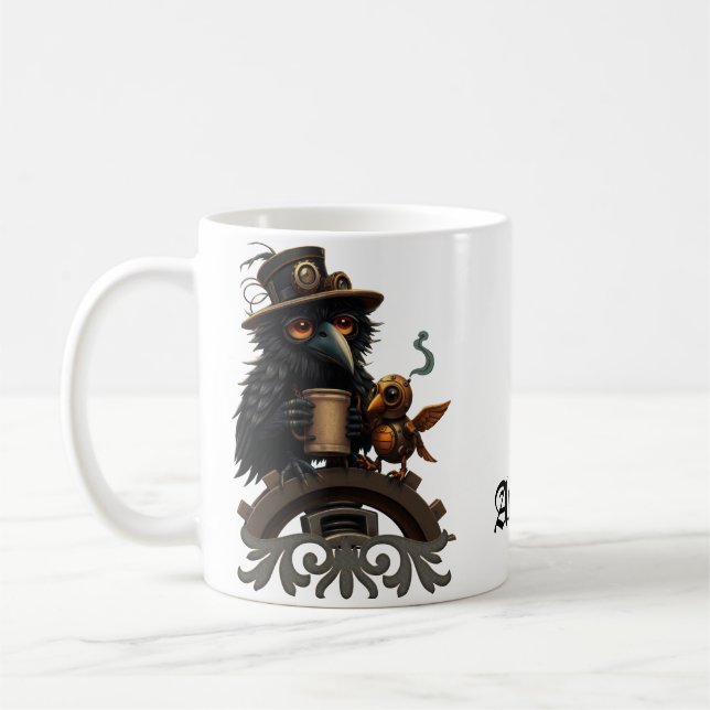 Mug Le corbeau alimenté par le café (Gauche)