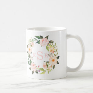 Mug Le cru rougissent guirlande florale de roses roses