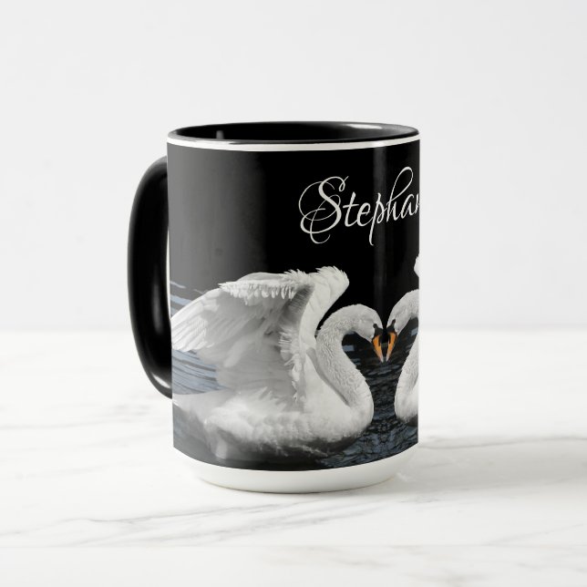 Mug Le cygne blanc muet photographier des animaux (Devant gauche)