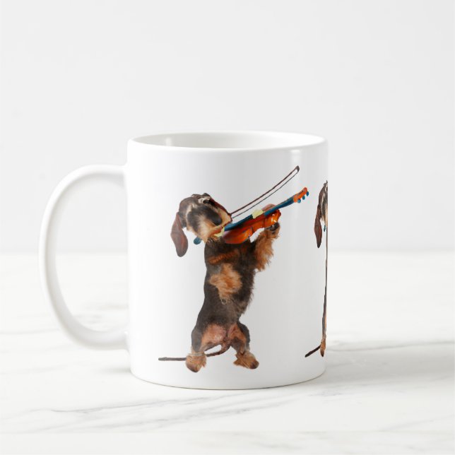 Mug Le Dachshund À poils durs Jouant Un Violon (Gauche)