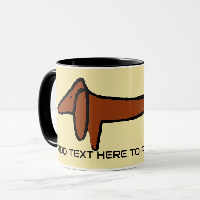 Mug Le Dachshund Brown, ajoutez du texte, (Devant gauche)