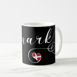 Mug Le Danemark, drapeau danois au coeur