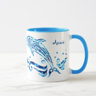 Mug Le dauphin est ma joie bleue de marine d'eau de