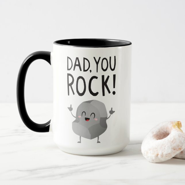 Mug Le Day Gigft Dad, votre rock ! Cool Funny Kawaii  (Avec donut)