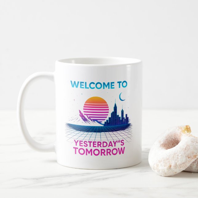 Mug Le demain d'hier - Conception Rétro Synthwave (Avec donut)