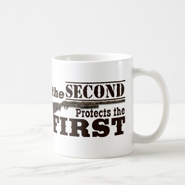 Mug Le deuxième amendement protège le premier (Droite)