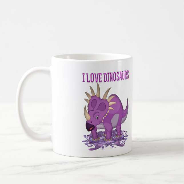 Mug Le dinosaure violet, un dinosaure amusant... (Gauche)