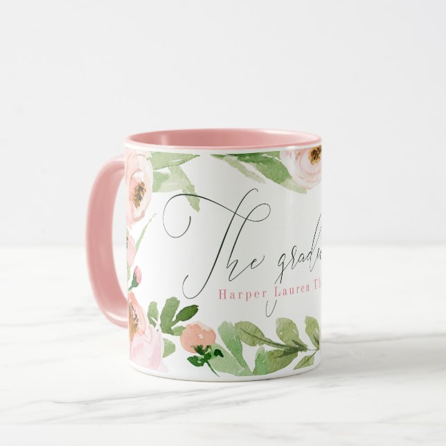 MUG LE DIPLÔMÉ ROUGISSENT AQUARELLE FLORALE (Devant gauche)