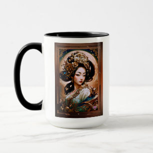 Mug Le Dragon d'or Geisha Girl AI Art par Xzendor7