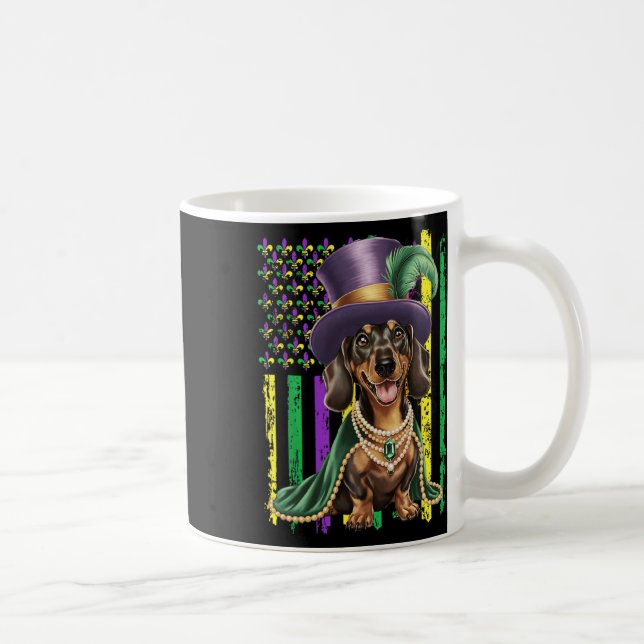 Mug Le drapeau américain Mardi Gras Dachshund Dog Fest (Droite)