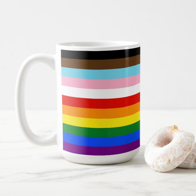 Mug Le drapeau de fierté à onze bandes de SlipperyJoe' (Avec donut)