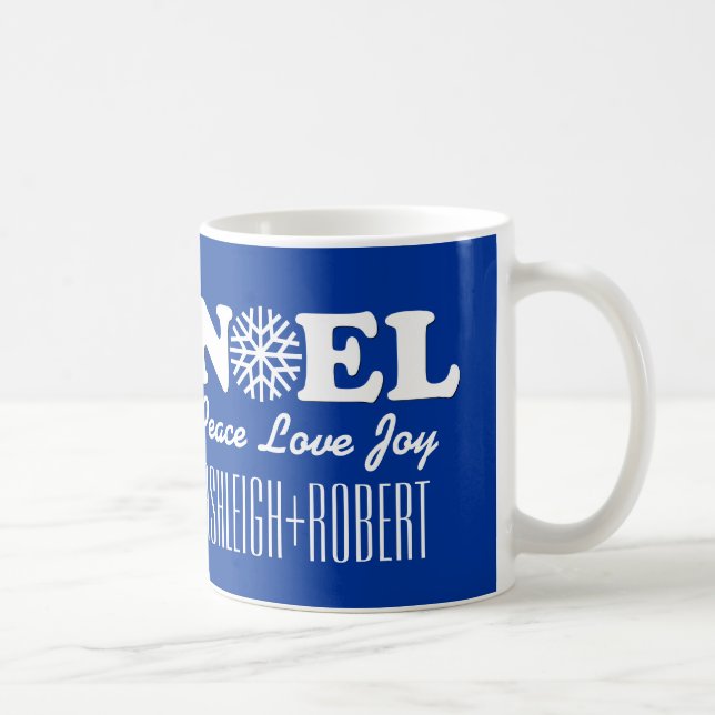 Mug Le flocon de neige de Noël de NOEL couple le BLEU (Droite)