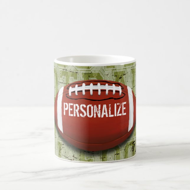 Mug Le football grunge vert génial personnalisé (Centre)