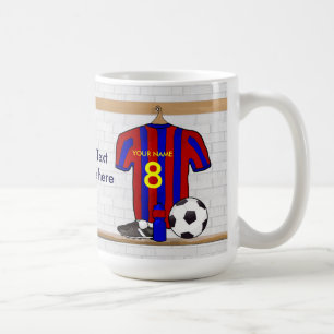 Mug Le football Jersey rouge et bleu personnalisé du