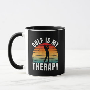 Mug Le golf est ma thérapie Typographie Vintage Drôle