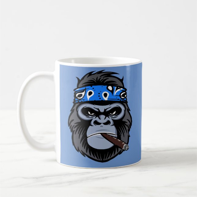 Mug Le gorille du vélo fumer le cigare art animal (Gauche)