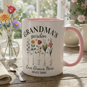 Mug Le jardin de grand-mère Fleurs de naissance L'amou