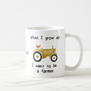 Mug Le jeune coq et le Tracteur-Je jaune veulent être