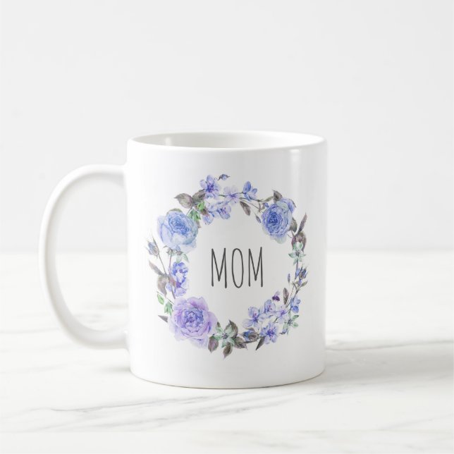 Mug Le jour de mère floral de l'aquarelle pourpre en (Gauche)