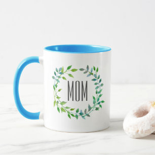 Mug Le jour de mère vert de la guirlande de feuille