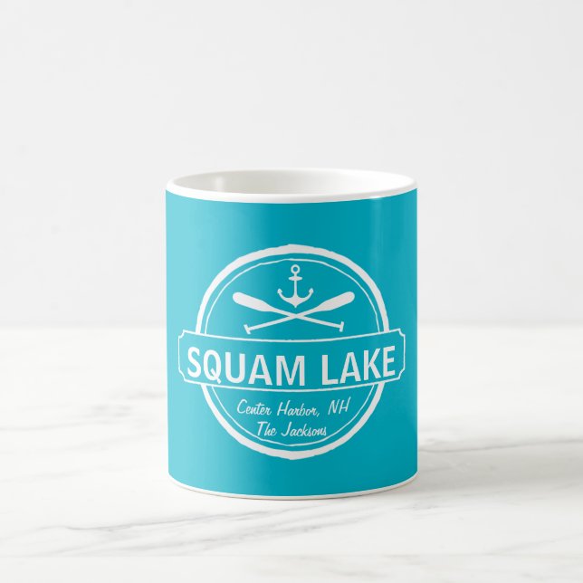 Mug Le lac NH Squam a personnalisé la ville, le nom et (Centre)