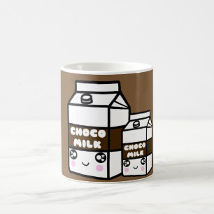 Mug le lait de chocolat kawaii mignon, le cacao chaud,