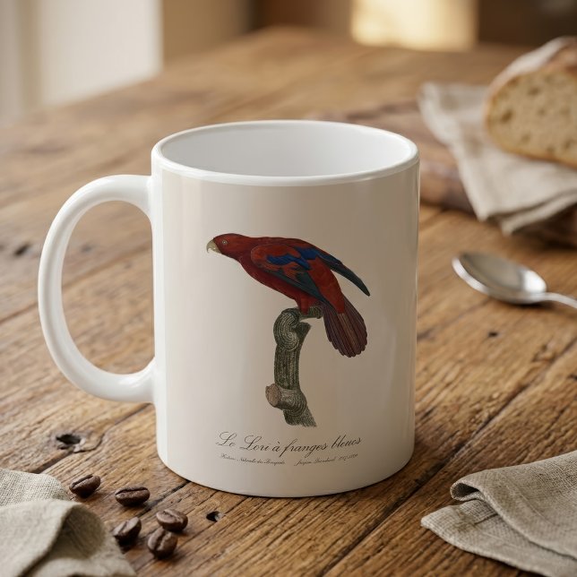 Mug Le Lori a franges bleues (Long-Tailed Red Lory, Trichoglossus borneus. Coffee Mug)