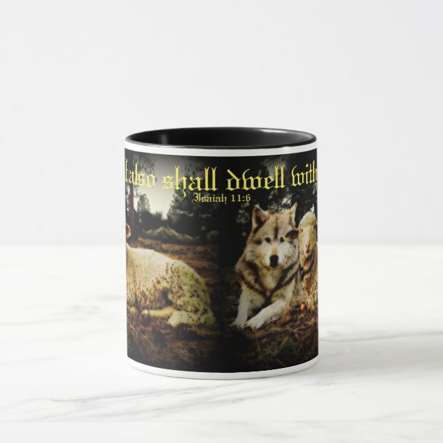Mug "Le loup demeurera avec l'agneau" fixant (Centre)