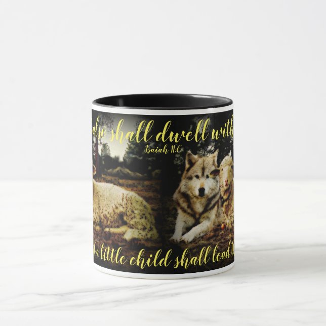 Mug "Le loup demeurera avec l'agneau" fixant (Centre)